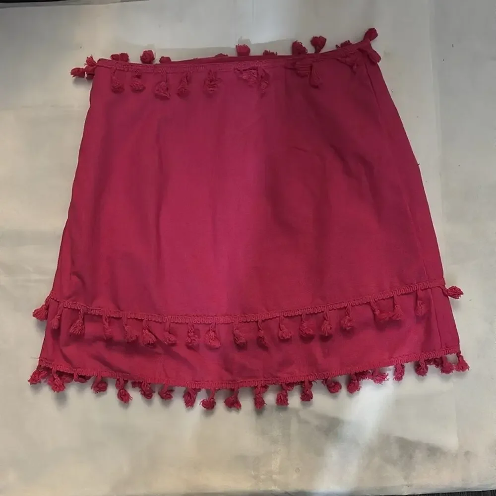 SHEIN Pink Two Piece Tassel Skirt Set 4 Rainbow Summer Boho Coquette Girl Baddie